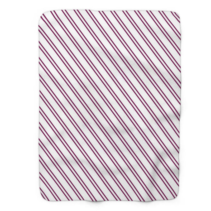 Couverture à motif de bandes magenta - Sherpa de qualité supérieure 1 pièce, L 60 po x L 80 po