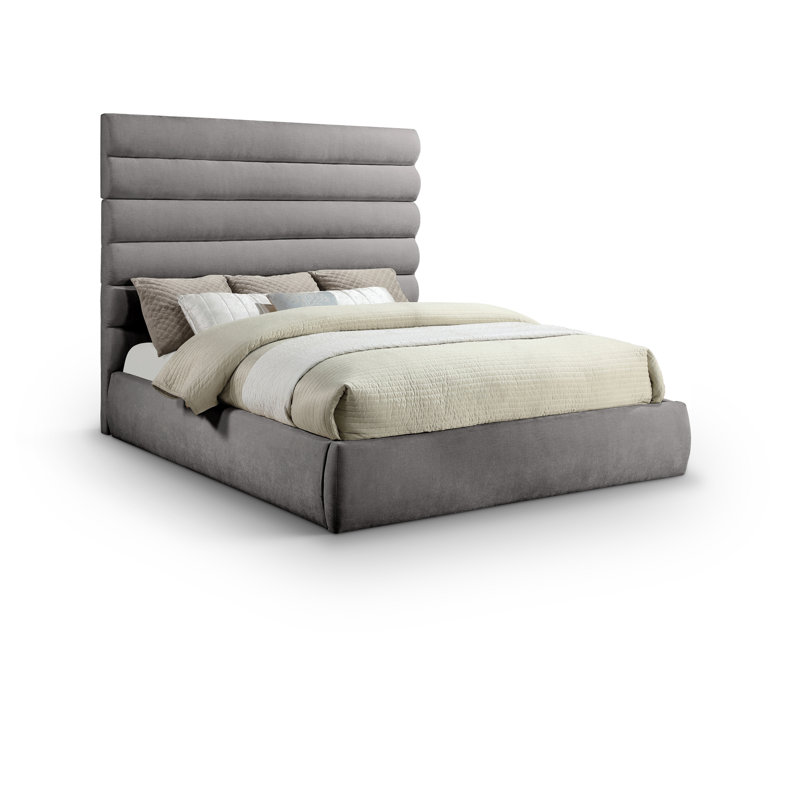 Lit en tissu Adam Chenille, Très grand, Tissu chenille gris
