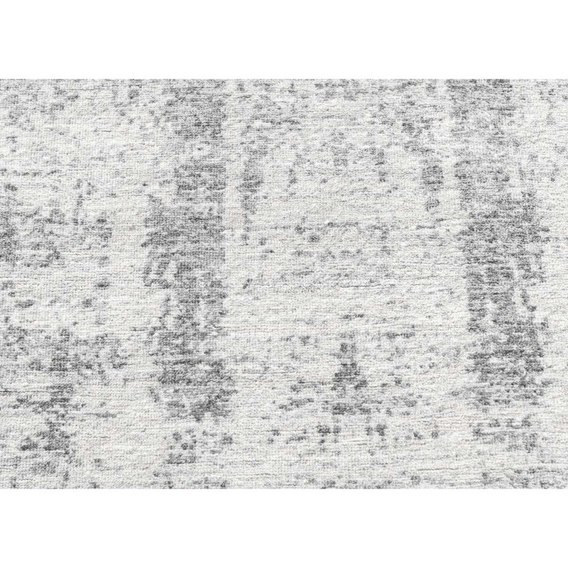 Tapis en laine tissé à la main en gris / argent, Rectangle 8 pi x 10 pi