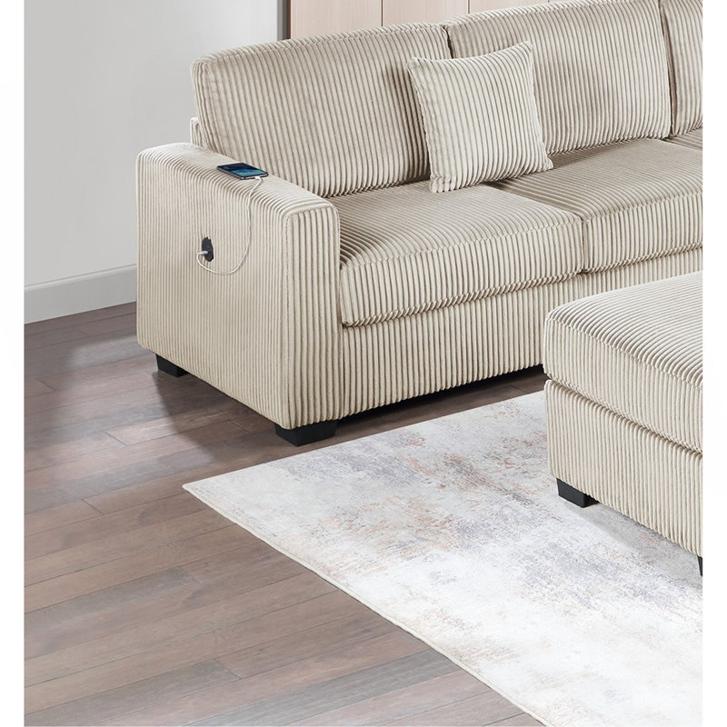 Ensemble de canapé modulaire rembourré en velours côtelé 4 pièces Living Room, Chameau