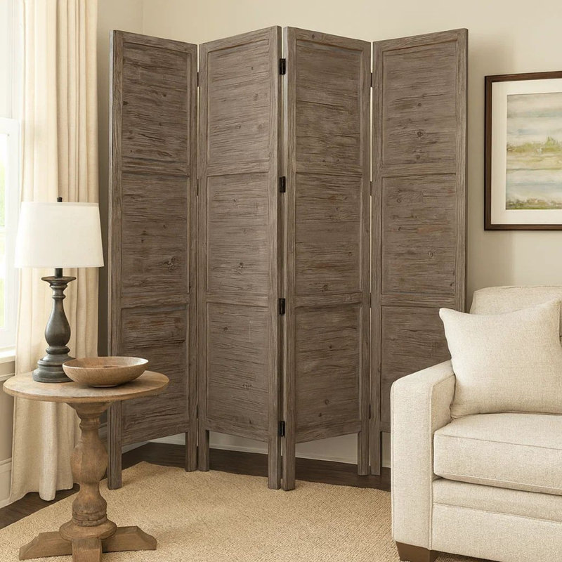 Cloison pliante en bois massif l 76 po x H 84 po, Gris