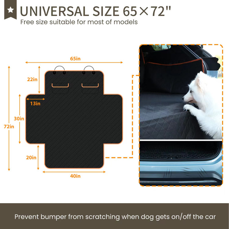 Tapis de siège imperméable pour caravane berline imperméable pour chien, Noir, L 65 po x P 72 po x H 22 po