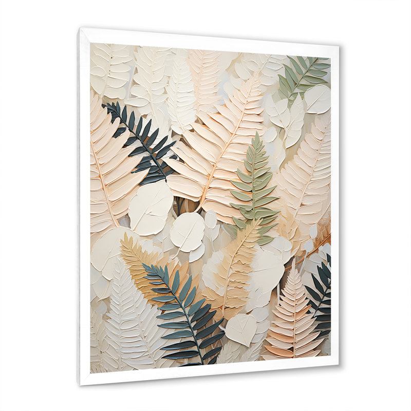 «Golden Ferns Silent Gracefulness» sur toile, H 20 po x l 12 po x P 1 po, Cadre simple blanc