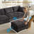 Dark Brown Chenille Sectional Sofa,Couch with Storage Ottoman and USB Charge Ports-1544748214