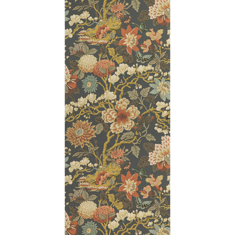32.97' L x 27.55" W Wallpaper Roll, Dark Gray/Beige