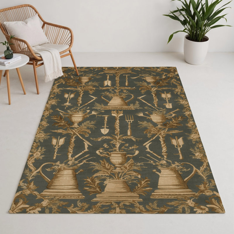 Tapis d'intérieur et d'extérieur brun français, Rectangle 5 pi x 7 pi