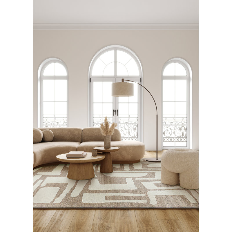 Exquisite Rugs Carmel Handmade Hand-Tufted New Zealand Wool On Canvas Camel/Ivory Area Rug, Rectangle 10' x 14'