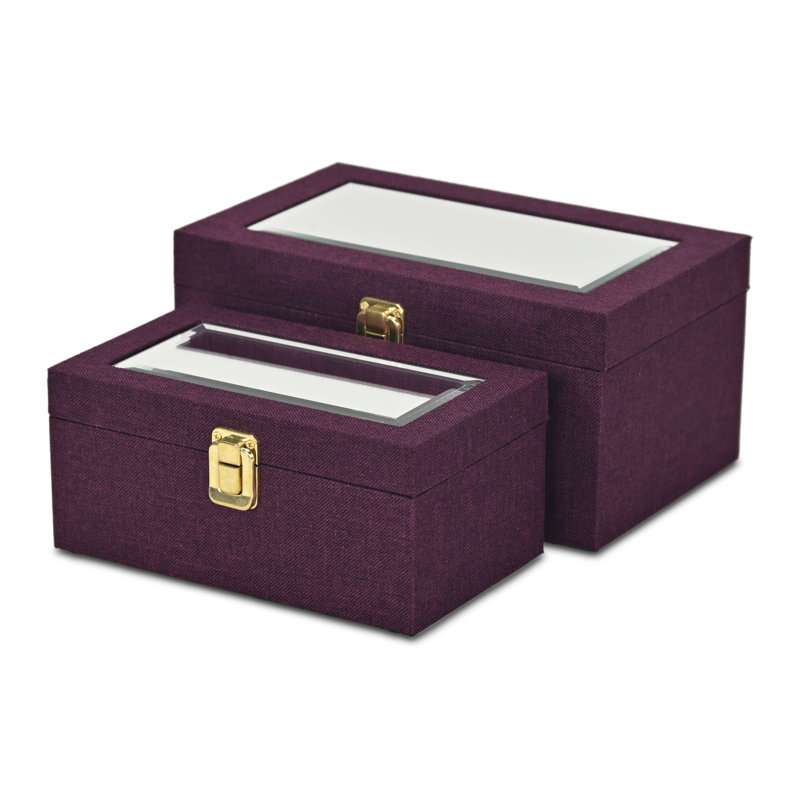 Ensemble de 2 boîtes décoratives Aiyanna, Mauve