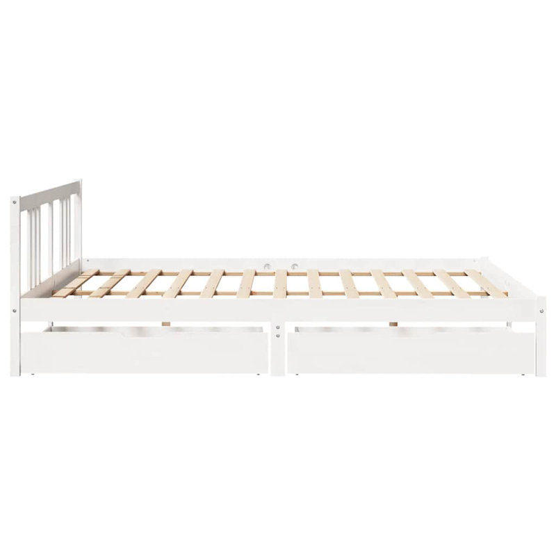 Louisburg Solid Wood Bed Frame, 205.5 x 205.5 cm, White
