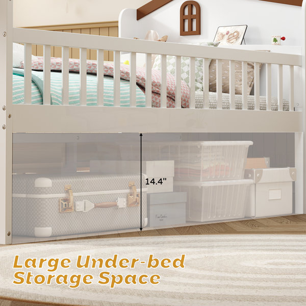 Ophelia & Co. Twin Bed Frame with Storage, Wooden Platform Bed for Kids ...