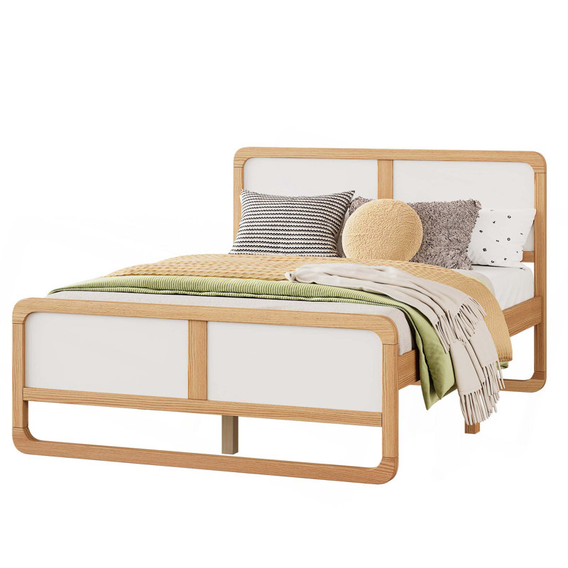Lit plateforme en bois massif de style moderne pour enfants, adolescents, adultes, sans sommier tapissier, Lit double