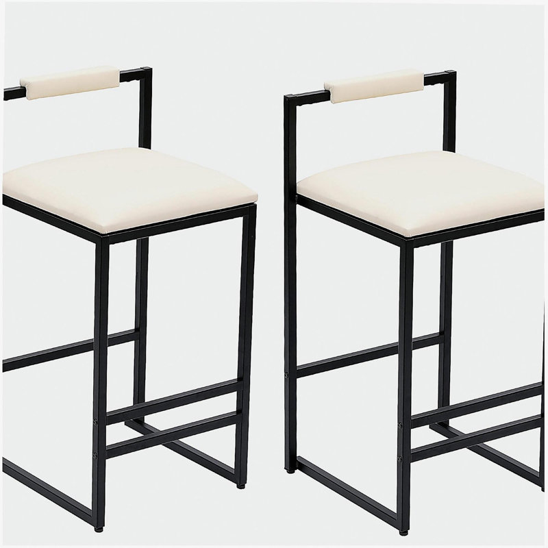 Ensemble de 2 tabourets de bar modernes en similicuir avec cadre en métal pour comptoir, îlot de cuisine