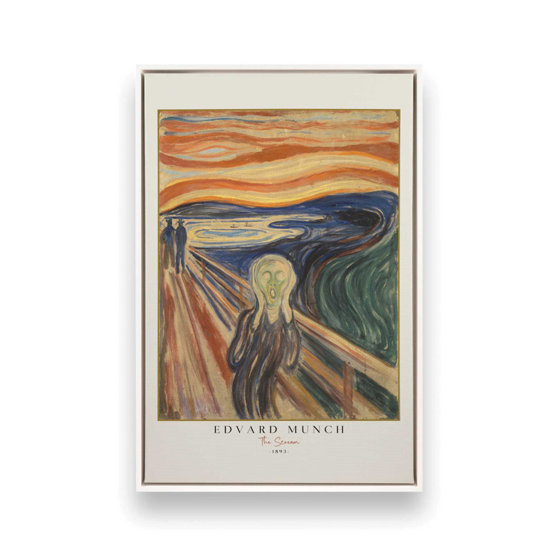 The Scream par Edvard Munch v3, H 12,75 po x l 8,75 po, Cadre flottant blanc opaque