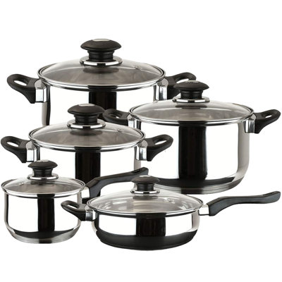 Magefesa Family 10-Piece Stainless Steel Cookware Set Crafted from Stainless Steel, Dishwasher Safe, Soft-Touch Bakelite Handles for a Comfortable Grip