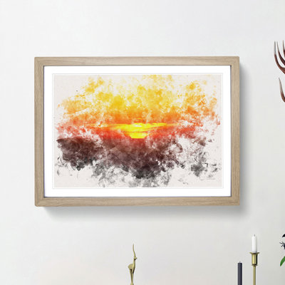 Sunset over Sequoia National Park Watercolour - Picture Frame Graphic Art Print