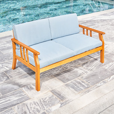 Banc d'extérieur en bois avec coussin Nautical Eucalyptus