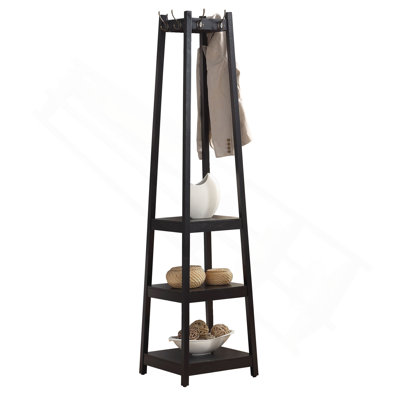 Vassen Coat Rack W/ 3-Tier Storage Shelves In Finish