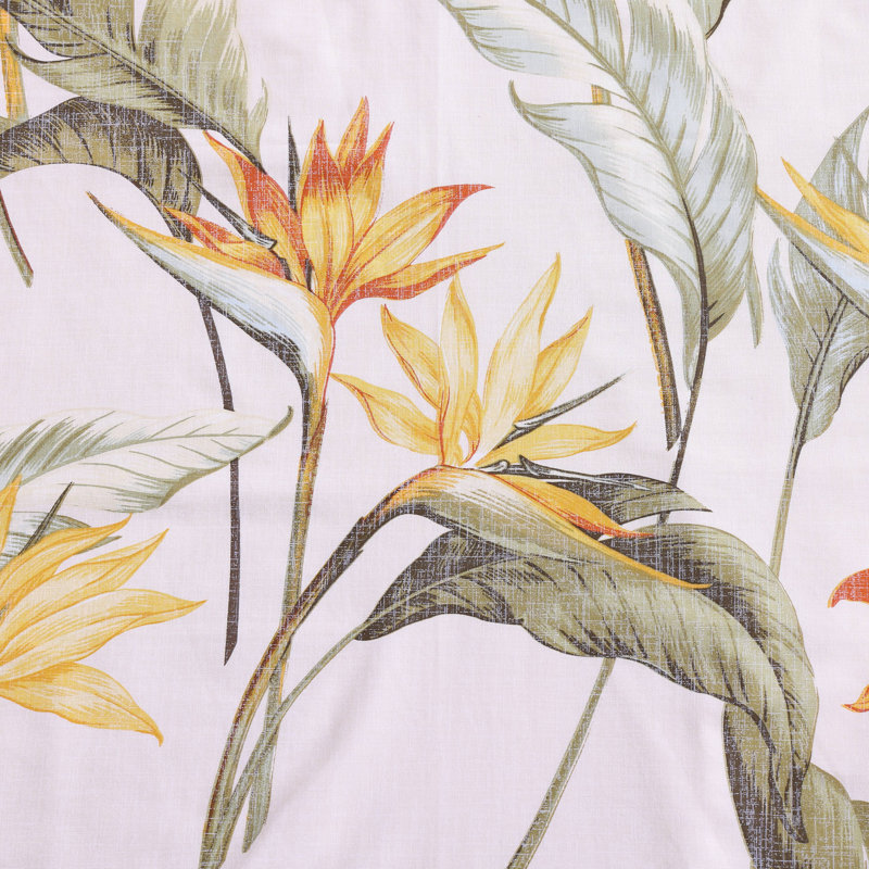 Birds of Paradise Beige Cotton Queen Duvet Cover Set