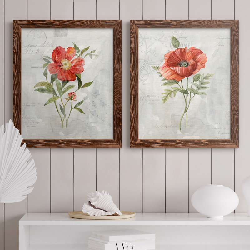 Lin pivoine - ensemble de reproduction d'art sur toile, Érable encadré, H 43,5 po x l 31,5 po x P 1 po