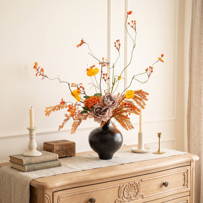 Composition florale artificielle d'automne