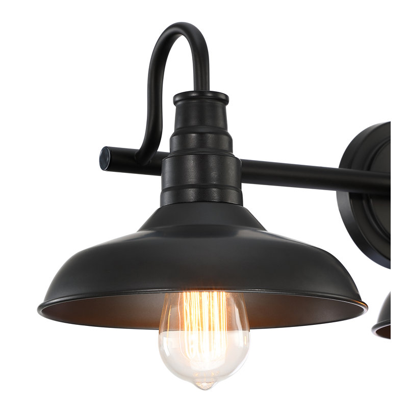 Kwak 3-Light Vintage Factory-inspired Bathroom Vanity Lights, Black
