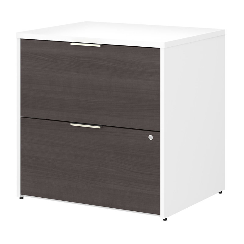 Classeur à 2 tiroirs de 30 po de largeur Jamestown, Blanc / Gris orage