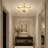 Art Deco Star Flush-Mount Ceiling Light, Brass Frame with Frosted Glass