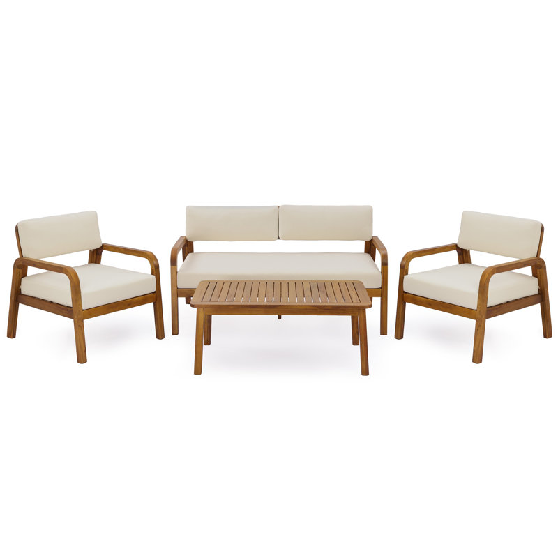Ensemble de canapé d'extérieur 4 pièces avec coussins et table basse