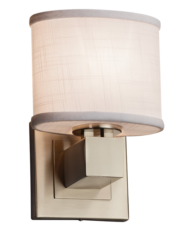 Geoffroy LED Armed Sconce, White, Brushed Nickel
