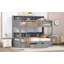 Lit superposé simple avec tablettes intégrées sur les lits supérieur et inférieur et tiroir de rangement, gris