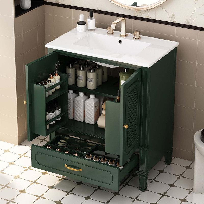 Meuble-lavabo 30 po avec lavabo, Vert foncé