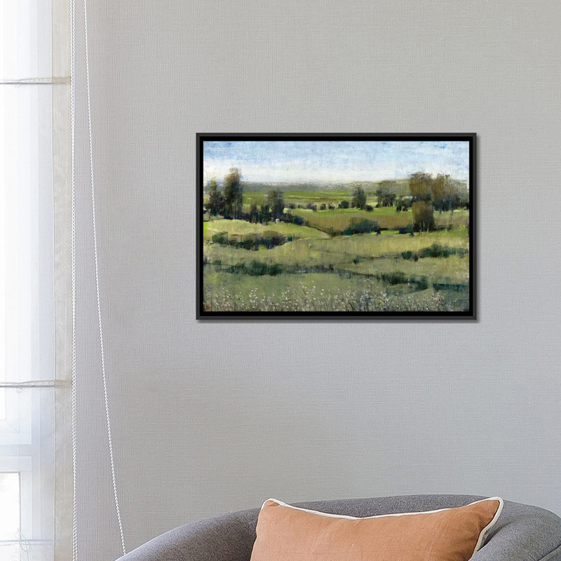 « matinée horizon ii », impression sur toile, H 18 po x l 26 po x P 1,5 po, Toile avec cadre noir, Pas de tapis