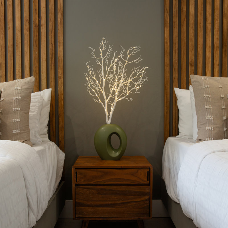 35in. Pre-Lit Artificial White Birch Branches with 80 Warm White LED Lights - Set of 2