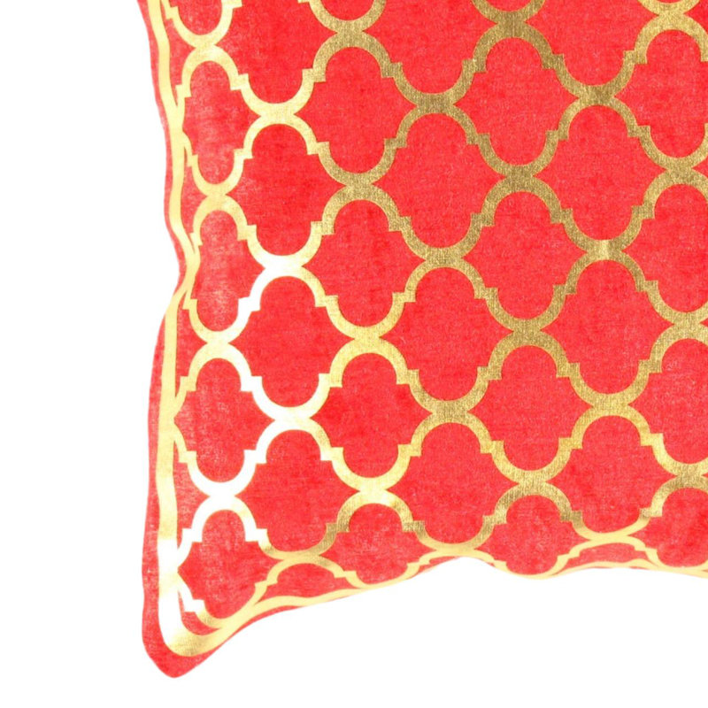 Moroccan Square Pillow Cover & Insert, Rust/Gold Geometric