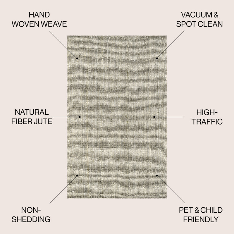 Pata Hand Woven Chunky Jute Gray Rug, Rectangle 10' x 13'