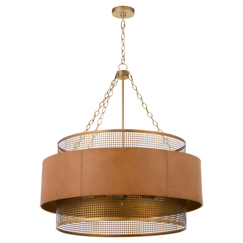 Newcomb 6 - Light Iron Dimmable Drum Chandelier