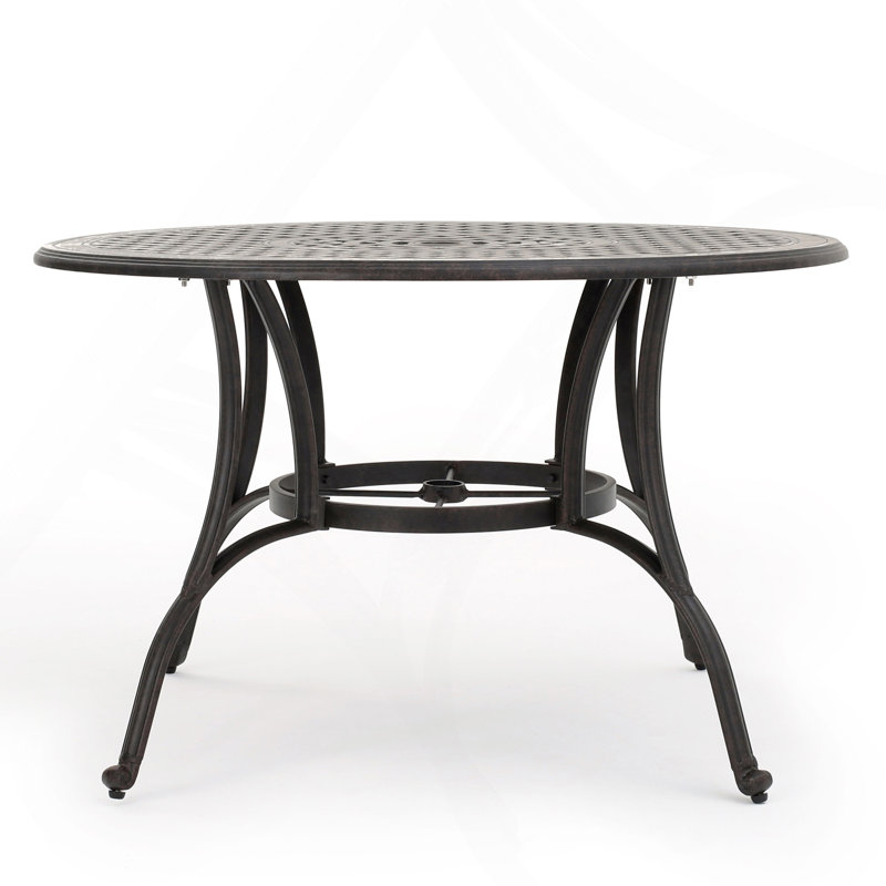 Table de salle à manger d'extérieur en fonte d'aluminium, bronze