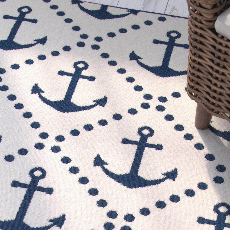 Tapis ivoire / bleu marine Yepez, Rectangle 3 pi 11 po x 5 pi 7 po