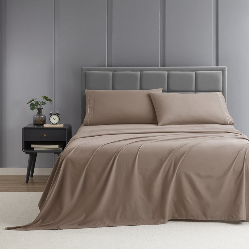 1800 Series Double-Brushed Microfiber Hypoallergenic Sheet Set, Taupe Sand, California King Sheet Set with 2 Pillowcases