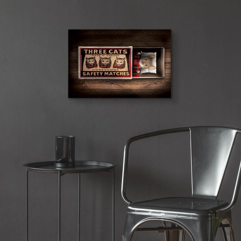 Art mural en verre épique «Mouse In Matchbox» par John Hovenstine, 24 po x 16 po, H 16 po x l 24 po