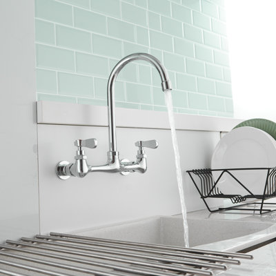 Double Handle Wall Mount Standard Kitchen Faucet