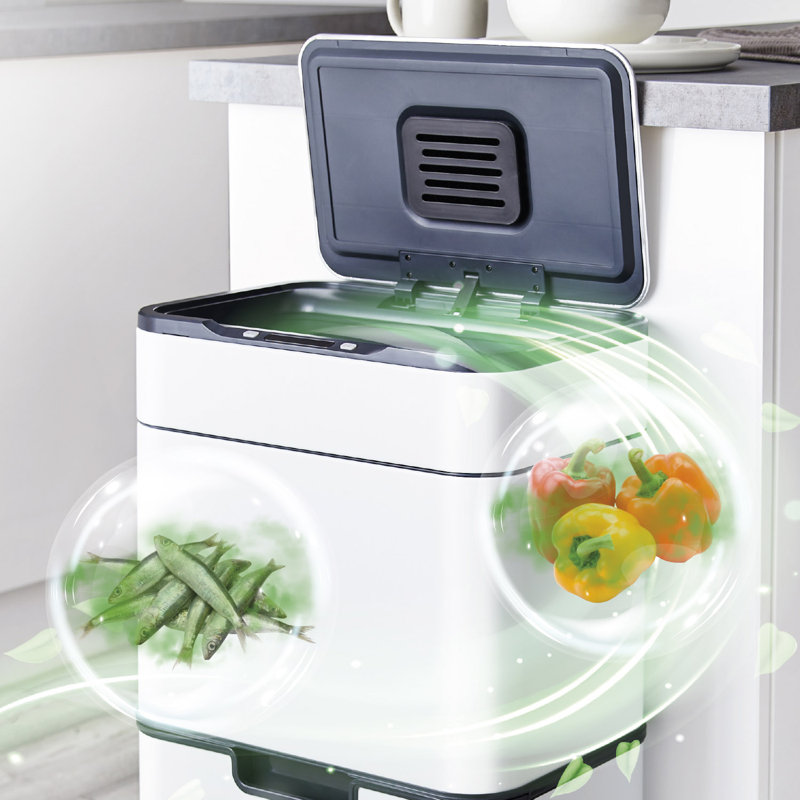 Tower T938021WHT Ozone Recycling Sensor Bin, 50L, Complete Recycling System, Hands Free Opening, Carbon Filter, White