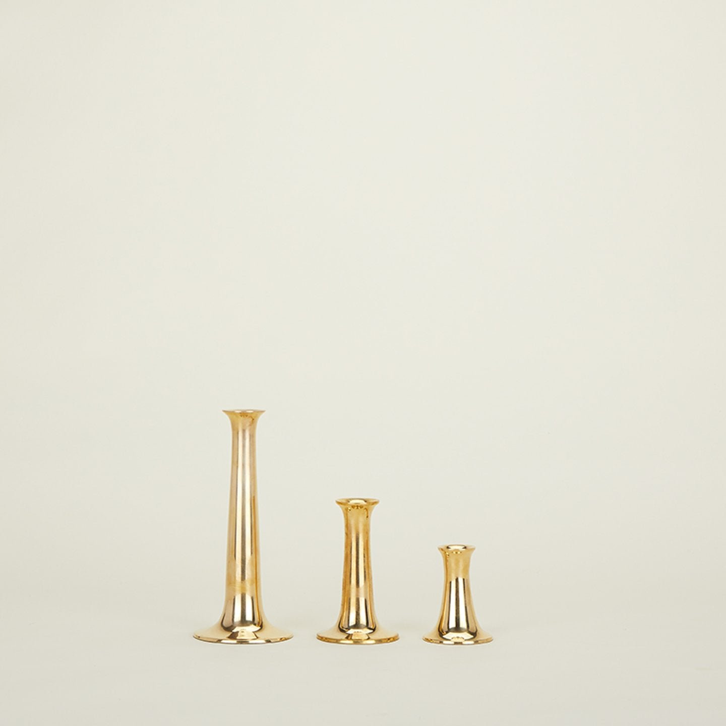 Aluminum Candlestick Holder, Brass, 9" H x 4" W x 4" D