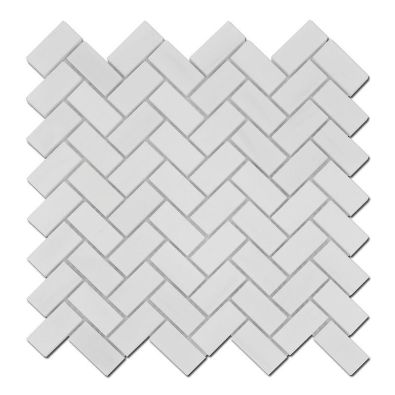 1" x 2" Marble Herringbone Mosaic Wall & Floor Tile
