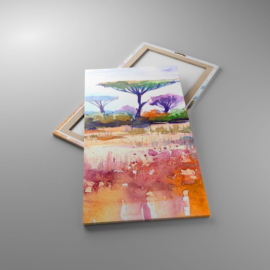 Leinwandbild Aquarell Savannenbäume