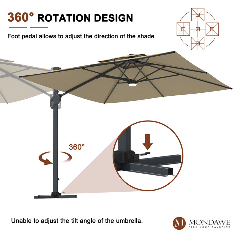 Parasol en porte-à-faux carré Gilda, Taupe