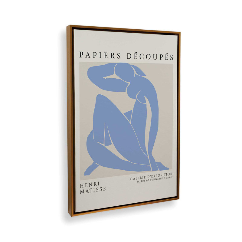 Blue Nude II Matisse, affiche d'art, H 48,75 po x l 32,75 po x P 1,75 po, Cadre flottant or poli