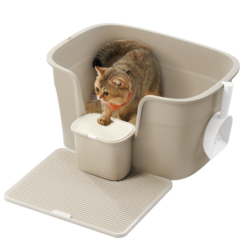 Polypropylene Litter Box with Scoop, Beige