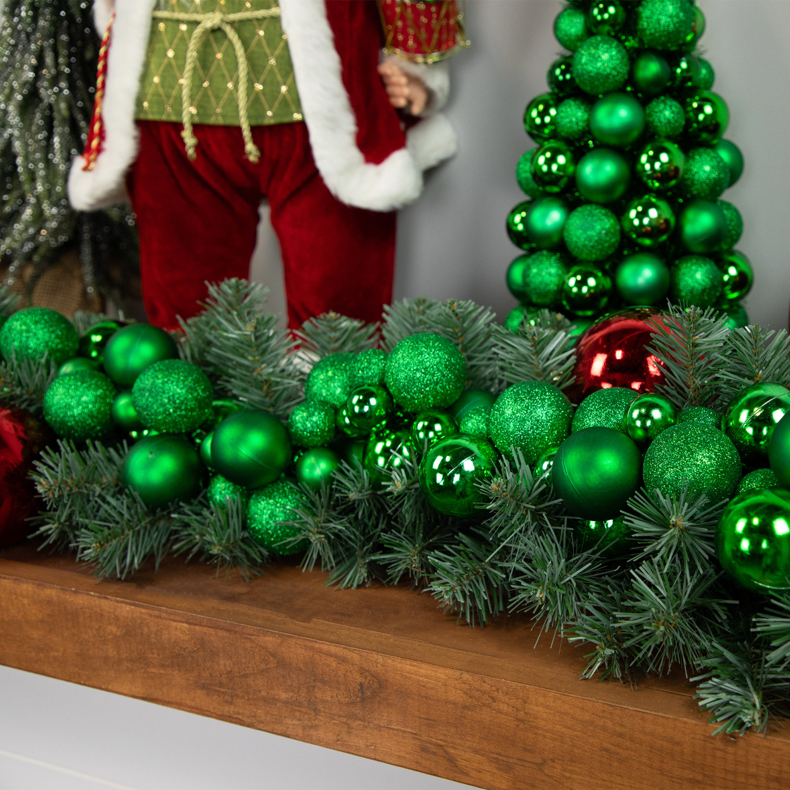 6' Shatterproof Ball Christmas Garland, Green