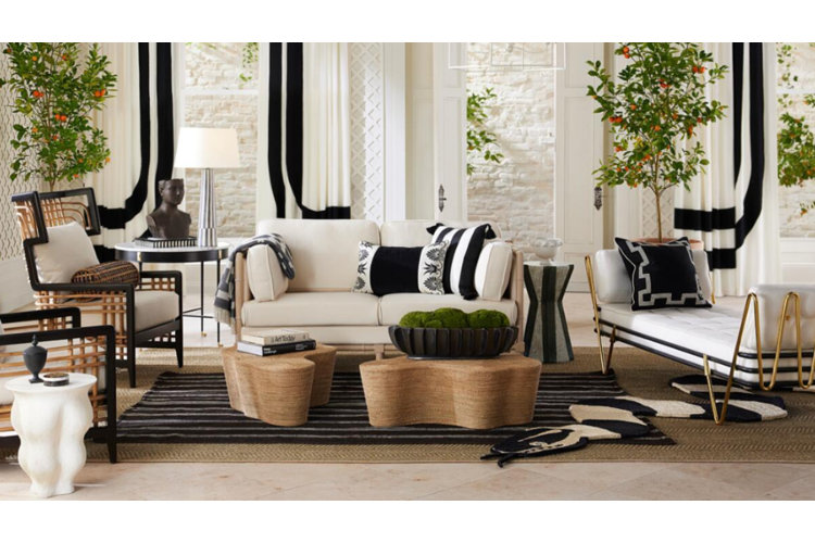 modern living room with black-and-white decor